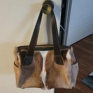 NWOT Diane Gail Elegant Brown and White Fur Shoulder Bag